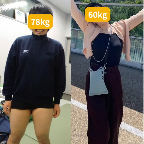80kg時代の私、60kg時代の私